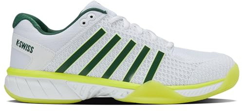 K-Swiss Herren Express Light Pickleball Schuh, Weiß/Neon Lime/Eden, 44 EU