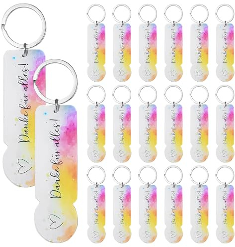 20 Stück Acryl Einkaufswagenchip Schlüsselanhänger Abziehbar Einkaufschip Schlüsselanhänger,Einkaufswagenlöser Geschenk für Hochzeiten, Abschluss, Taufen, Geburtstage Feiern (Danke für Alles)
