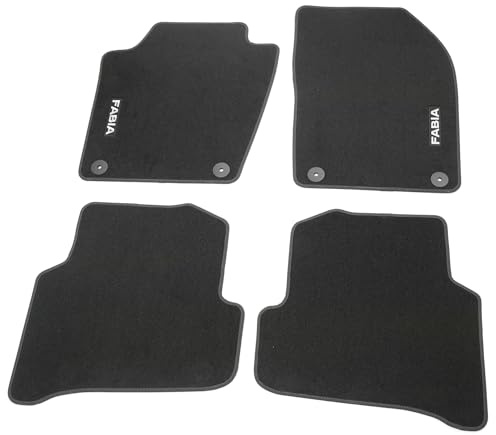 Skoda 6V1061404A Fußmatten Standard Textilfußmatten 4X Stoffmatten, schwarz, mit Fabia Schriftzug