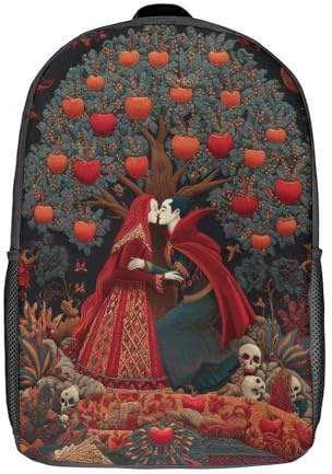 kaiyun Alte nordische Kunst Schultasche Vampirin unter dem Apfelbaum Rucksack Atmungsaktivem Design,geeignet Für Teenager,Kinderschultaschen,mit Großem Fassungsvermögen 17inch