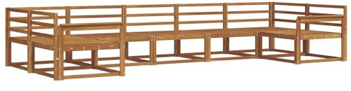 vidaXL Outdoor-Sofagarnitur 7 pcs Natur Massivholz Akazie, Modernes Outdoor-Sofa-Set, stylische Gartenmöbel, Lounge-Sitzgruppe für Garten und Poolbereich zum Entspannen