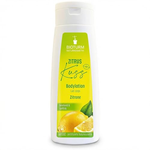 BIOTURM Bodylotion Zitrone Zitrus-Kuss – Belebende Körperlotion mit frischem Zitronenduft für Vitalität – Bio-Sheabutter reguliert Feuchtigkeitshaushalt – Vegane Naturkosmetik