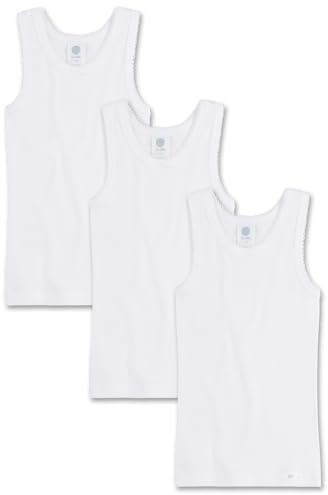 Sanetta Mädchen-Unterhemd (Dreierpack) weiß Mädchen-Schlafanzug lang rosa aus Nicki | Gemütlicher Kinderpyjama Inhalt: 3er Set Unterwäsche für Mädchen