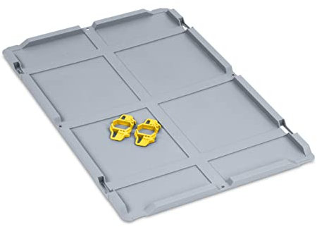aidB Auflagedeckel Set Eurobox NextGen, 600 x 400, inkl. 4 gelbe Schiebeschnappverschlüsse