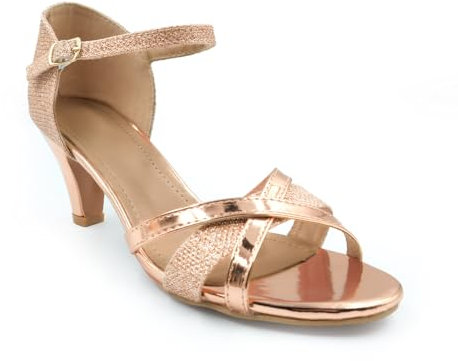 Fashion Thirsty Womens Diamante Low Heel Ladies Prom Bridal Wedding Shoes Bridesmaid Evening Party Occasion Heeled Open Toe Strappy Dress Sandals Size