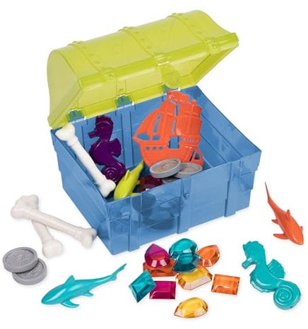 Battat - Jeu de plongée pour Enfants - Jouets d'eau et de Piscine - Coffre au trésor Pirate - Jouets de Plage d'été - Set de plongée Pirate - 8 Ans et + (28 pièces)