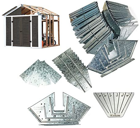 EZBUILDER Cobertizo de Almacenamiento de Techo de 7 x 8 pies para Garaje, Granero, Kit de Marco EZ con 24 ángulos de Acero galvanizado y 12 Placas Base (no Incluye Madera)