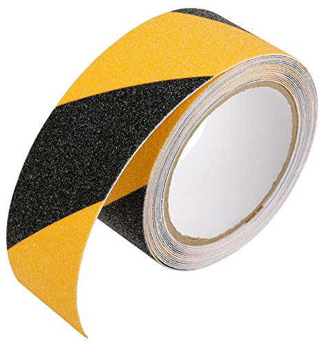 Akozon PVC Anti Rutsch Klebeband, 5 cm x 5 m Selbstklebende verschleißfeste, klebende Sicherheits Bodenbeläge für rutschfeste Treppenstufen im Innen- und Außenbereich(Gelb Schwarz)