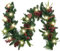 VALERY MADELYN Weihnachtsgirlande 1.8M mit 20 LED Beleuchtet batteriebetrieben Tannengirlande aus PVC Weihnachtsdeko mit Timerfunktion Holzsterne Girlande für In-/ Outdoor Grün Rot
