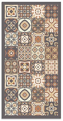 Panorama Alfombra Vinílica Cocina Baño - Varios Tamaños - (Baldosa Hidráulica Color Marrón 60x110 cm)
