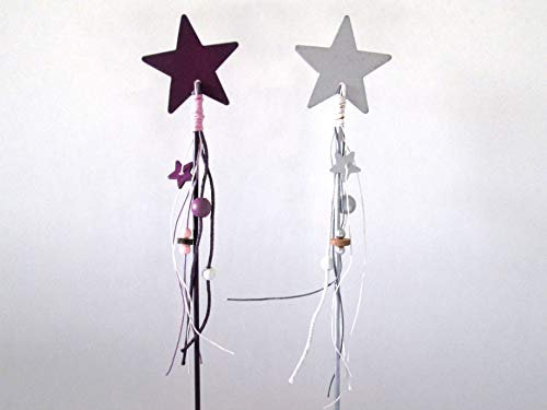 Dekoeinkauf Holzstecker Sterne, lila-Silber, 45 cm, 12 Stück