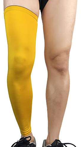 Xindiqiu AUXDIQ Calentadores de Piernas Ciclismo Perneras Manga de Compresión Mangas de Pierna de Compresión para Hombres Mujeres Amarillo L
