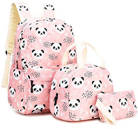 NANANA Jungen Mädchen Schulrucksack Schultertasche Lunchbox Federtasche 3-teiliges Set, Schüler Schultaschen Panda Teenagers Book-Bags Set, 15,7x11,8x5,5 Zoll,#1