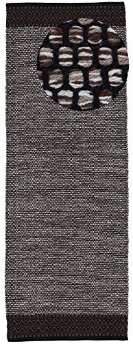 carpetfine Baumwollteppich Kelim Mia Läufer Braun 80x300 cm | Moderner Teppich für Wohn- und Schlafzimmer