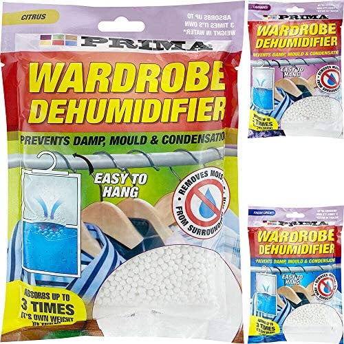 Scented Portable Dehumidifier Pack Of 4 - Hanging Condensation Remover | Helps Stop Damp, Mould, Moisture In Home, Kitchen, Bedroom, Wardrobe, Office, Caravan, Garage, Bathroom & Basement - 3 Scents