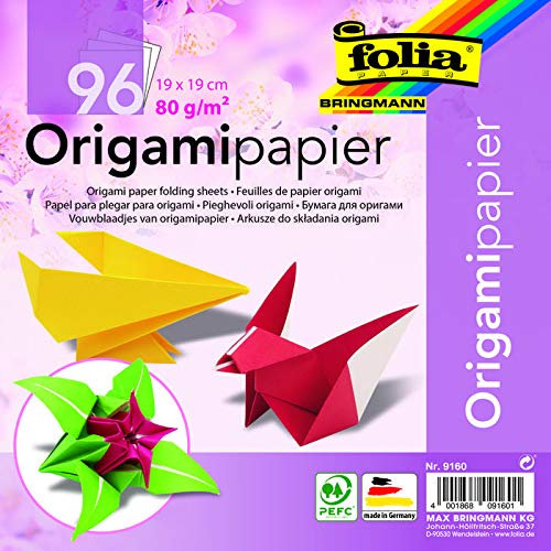 NEU Faltblätter aus Origamipapier 80g/m², 19 x 19 cm, 96 Blatt, farbig sortiert