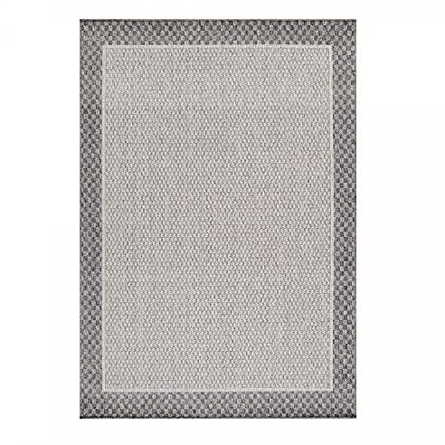 Ayyildiz Indoor Outdoor Teppich Balkon Teppich Wasserfest Bordüre, Höhe 7 mm, Teppiche für Küchen, Flur, Wintergärten, Terrasse oder auf dem Balkon, Größe:140 x 200 cm, Farbe:Hellgrau