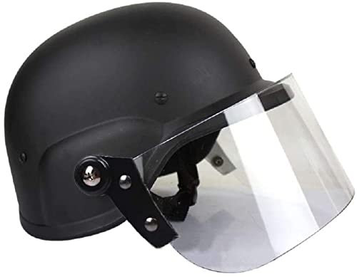N/C Airsoft Special Police M88 Helm USMC Helm, CS Classic Paintball Schutzhelm Mit Transparentem Sonnenvisier BK Suitable for head circumference 57-61CM