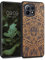 kwmobile Hülle kompatibel mit Xiaomi Mi 11 Hülle - Holz Case - Handy Cover - TPU Handyhülle in Hellbraun Schwarz Maya Kalender Art