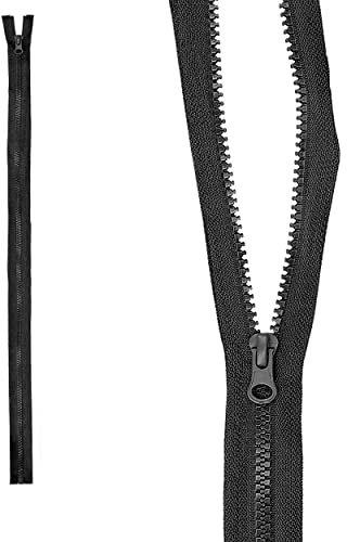 mumbi Reißverschluss teilbar 5mm 60cm Schwarz Kunststoff Reißverschlüsse mit Zipper grobe Zähne, mumbi_35490