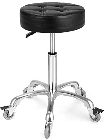 McDooFly Adjustable Heavy Duty Stool - Rolling Stools with Locking Caster Wheels - Swivel Stools Backless Chair for Home Kitchen Office Shop Tattoo Lash Tech Pedicure(Black, Height 56 to 76 cm)