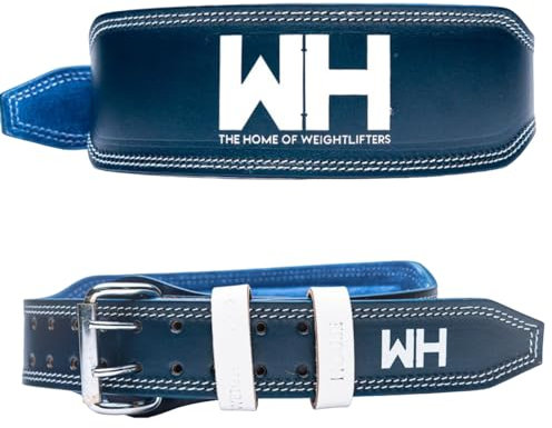 Weightlifting House Elite Leather Belt (Blue & White, L)