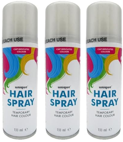 Temporary Hair Color Spray Wash Out Washable Party Fancy Dress Up Accessories Party Halloween Hairspray 133ml (Silver Glitter HairSpray, 3)