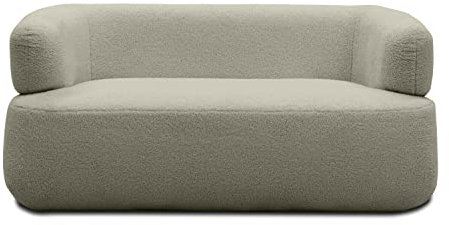 DOMO. collection Sofa Molina, 2-Sitzer, moderne 2er Couch aus Teddy-Stoff mit runden Ecken, Polstersofa, Garnitur 160 x 86 x 71 cm (BxTxH), taupe