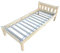 All4All Holzbett Bett Massivholz 90x200 cm FEST Bettgestell mit Lattenrost Schaumstoffmatratze Einzelbett Hotelbett Kiefernholz Natur Bettgestell Matratze Brandneu (ohne Matratze)