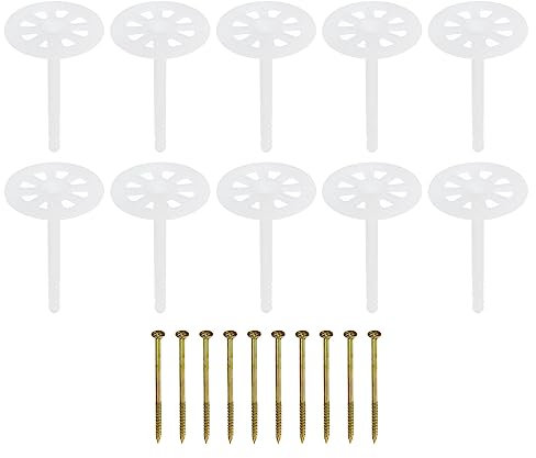 PATIKIL 102mm Perforé Isolant Épingles, 100 Paquet Isolant Clous Mur Cheville Plastique Expansion Boulon pour Fixation Mousse Planches à Maçonnerie Mur ou Plafond