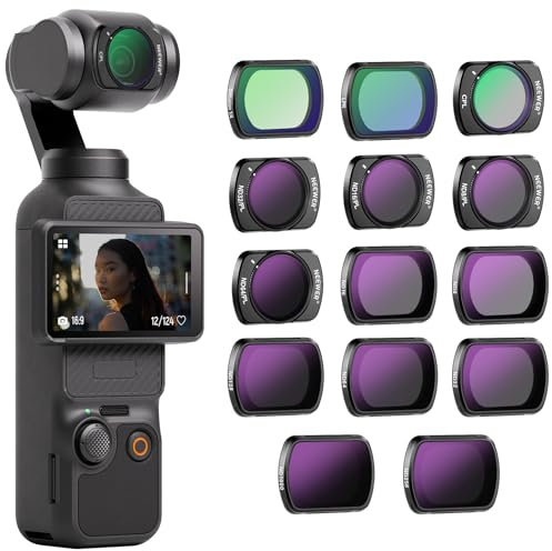 NEEWER Magnetic ND&CPL&Effect Filter Set Kompatibel mit DJI OSMO Pocket 3, 14er Pack HD CPL ND8/16/32/64/128/256/1000 Graufilter ND8/PL ND16/PL ND32/PL ND64/PL Black Diffusion 1/4 Objektiv Zubehör