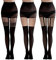 EUPSIIU 3 Paires Collants en Résille à Taille Haute Collants Opaques en Résille Collants Foncés à Motifs,collant fantaisie femme,collant opaque femme,collant effet porte jarretelle (Noir)