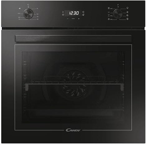 Candy FMBC 955S / Einbaubackofen mit Heißluft/Dampffunktion / 70 L/Katalyse Selbstreinigung/Versenkbare Knebel/Display mit Touch-Bedienung/Timer/Uhr / 8 Programme/Schwarz