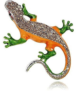Broche délicate en forme de lézard avec strass caméléon en émail pour costume, manteau, robe, pull, broches, bijoux personnalisés, cadeaux pour femmes, filles et hommes., Métal, Zircon cubique