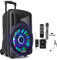 Fenton FT12LED Portable PA System with Bluetooth, 700W 12-Inch Speaker, Battery Powered with Handheld & Headset Wireless Mics, USB/SD MP3 Playback, LED Lights
