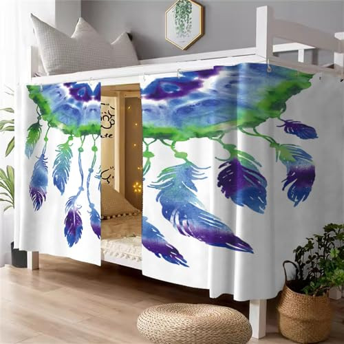 Treer Bettvorhang Hochbett Etagenbett Blackout Vorhänge Drucken Staubdicht Betthimmel Hochbett Kinder Bettzelt Schlafsaal Bettvorhänge (Traumfänger,1,2 m x 2 m (1 Stück))