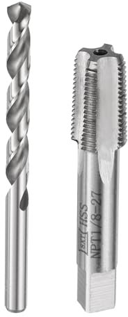 sourcing map Gewindebohrer und Bohrer-Set, 1 Stück 1/8-27 NPT gerade Nutgewindebohrer und 1 Stück 8,3 mm Spiralbohrer, HSS6542 Gewindebohrer