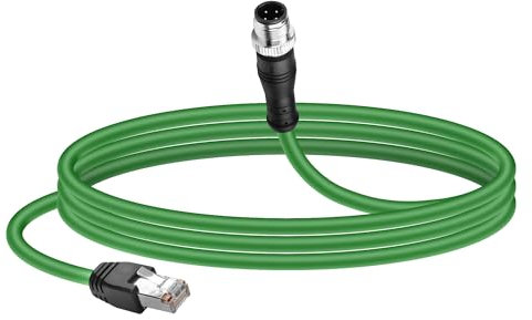 CERRXIAN Ethernet-Kabel, M12 auf RJ45, M12, 8-polig, Code A Stecker auf RJ45-Stecker, Cat5e, geschirmtes Industrie-Ethernet-Kabel, SFTP, 4PR, 26 AWG, 3,2 m (4 Pin)