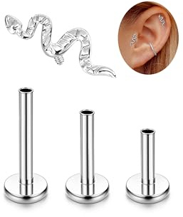 Adramata G23 Titan Helix Piercings Conch Tragus Piercing Ohr Gold/Silber | 16G Innengewinde Medusa Labret Piercing,Lippenpiercing,Medizinische Ohrstecker,Klein Knorpel Ohrringe Damen