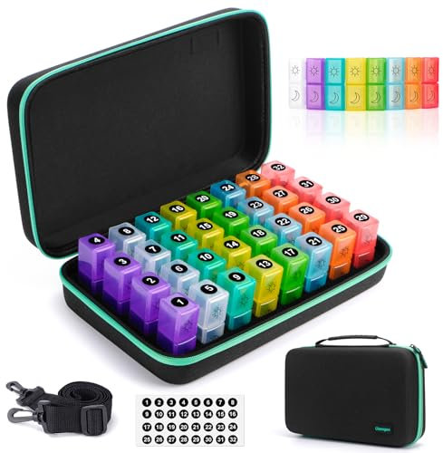 Monatliche Pillenbox Organizer 2 Mal am Tag,32 extra große tägliche AM PM Pillenbox-Organisator mit Reise-Hartschalenkoffer,Medizin-Aufbewahrungsbox für Nahrungsergänzungsmittel, Vitamine, Fischöle