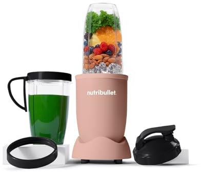 nutribullet Blender 900 Series in Matte Clay - Powerful 25,000 RPM Extractor Blends Frozen Fruit, Nuts & Ice for Smoothies & Juices - 11 Piece Kit Includes Cups, To Go Lids, Lip Rings & User Manual