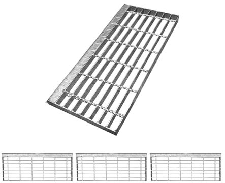 NATOTELA Rejilla de 240 x 600 x 25 mm, escalón de 3 pisadas, galvanizado, antideslizante, adecuado para escape, fábrica, escaleras exteriores, sótano, taller, zona industrial, jardín, granja