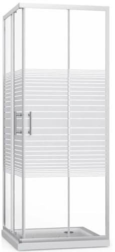 ZIK - Box Doccia 70x90 Angolare 2 Lati (Altezza 190) Cabina Doccia Completa in Vetro Temperato 6mm Reversibile, Box Doccia Completo con Porta Scorrevole, Tutti i Componenti Necessari sono Inclusi