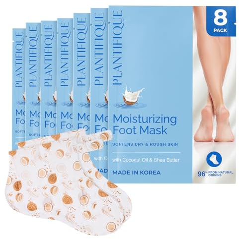 PLANTIFIQUE Masque Pied Hydratant & Soin Pied (x8) | Chaussette Masque Pieds Très Secs et Abîmés | Skincare Coréen Soin des Pieds & Crème Talons Abîmés