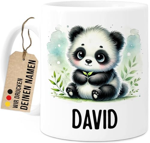 Tassenliebling® Panda Tasse personalisiert – Kindertasse mit Namen – Tiere Geschenke – Tasse mit Namen Kind – Personalisierte Geschenke Kinder – Kinderbecher aus Keramik 330ml