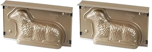 Dr. Oetker 1871 Moule à gâteau en forme d'agneau, Moule gâteau, Moule agneau Pascal, Moule gâteaux de Pâques, Acier inoxydable, Doré, 27,5 x 15 cmx 6,5 cm, 900 ml (Lot de 2)