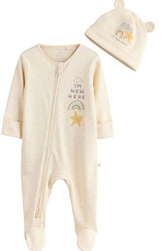 NEXT Baby Standard „Im New Here“ Schlafanzug und Mütze Weiß 56-62