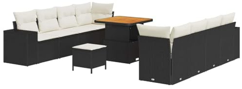 vidaXL 4-teiliges modulares Garten-Sofa-Set in Schwarz und Creme-Weiß aus Poly-Rattan – Moderne Gartenmöbel mit Kissen für Deine Terrasse oder Lounge. Wetterfest und UV-beständig.