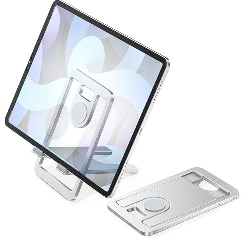 Itramax Supporto Pieghevole per Tablet 12,9,Porta Tablet Portatile in Alluminio,Stand Regolabile Compatibile con iPad Air Pro Mini,Samsung Galaxy Tab A9 A8 A7,Kindle Fire,Switch,ROG Ally,iPhone Pro