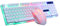 Keyboard and Mouse Set USB Wired Gaming Keyboard Mouse Set GTX300 And Combo Light up for Pc Computer Laptop Desktop White
